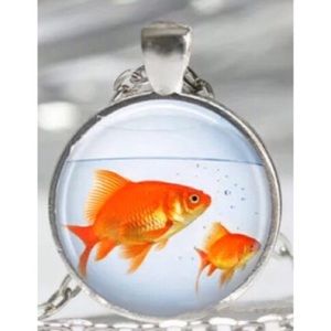 Goldfish Silver Cabochon Necklace